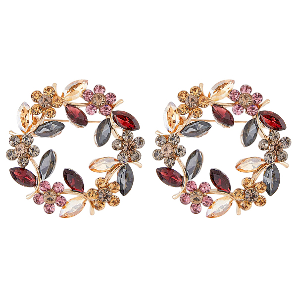 

PandaHall Flower Wreath Colorful Rhinestone Brooch, Alloy Lapel Pin for Backpack Clothes, Light Gold, 41x41.5x14mm Alloy+Rhinestone..., Multicolor