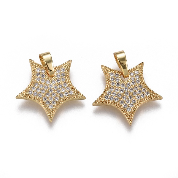 

PandaHall Brass Micro Pave Cubic Zirconia Pendants, Star, Clear, Real 18K Gold Plated, 21x22.5x2.5mm, Hole: 5x8mm Brass+Cubic Zirconia Star...