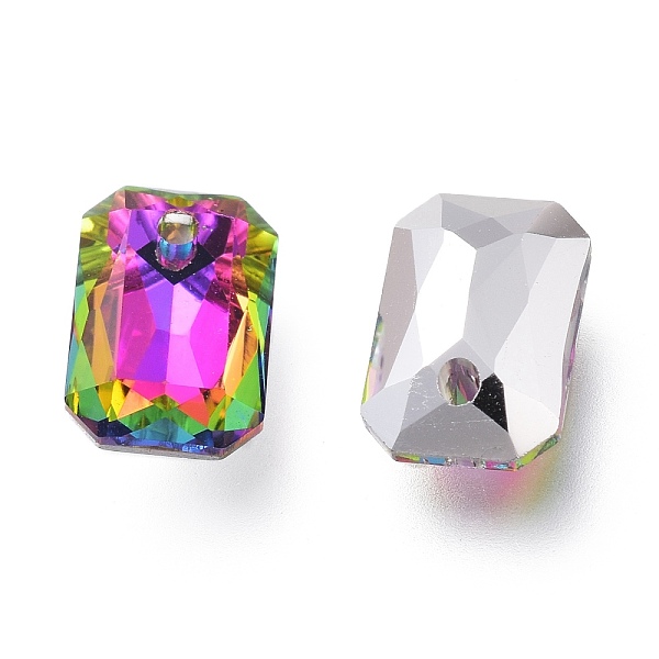 

PandaHall Glass Rhinestone Pendants, Back Plated, Faceted, Octagon Rectangle, Volcano, 9x6x3mm, Hole: 1mm Rhinestone Rectangle Multicolor