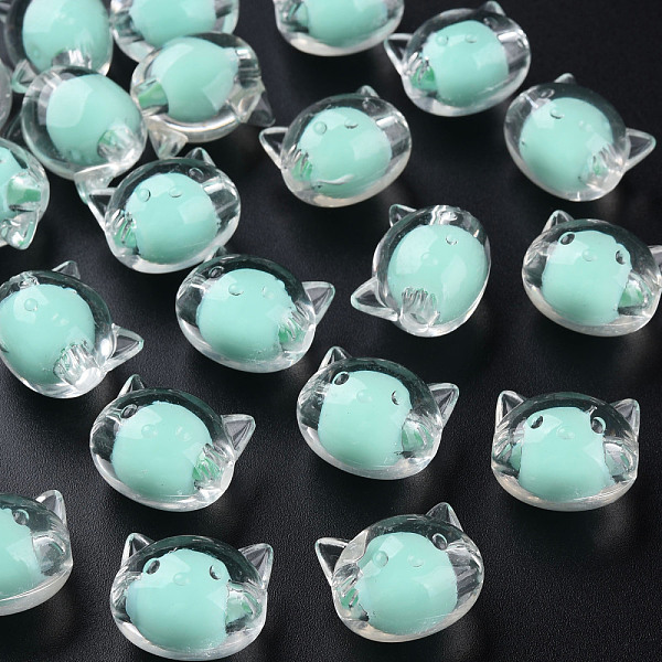 

PandaHall Transparent Acrylic Beads, Bead in Bead, Cat, Aquamarine, 16x18.5x14.5mm, Hole: 3.5mm, about 196pcs/500g Acrylic Cat Shape Green