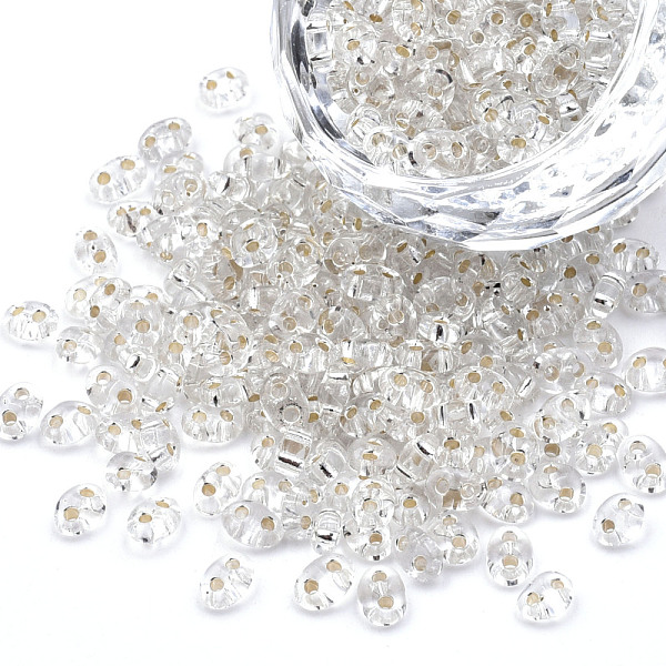 

PandaHall Luster Czech Glass Seed Beads, Silver Lined, 2-Hole, Oval, Clear, 5x3.5x2.5mm, Hole: 0.9mm, about 500g/bag Czech Glass Oval Clear
