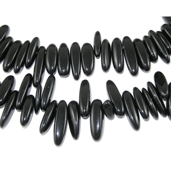 

PandaHall Natural Black Stone Chips Beads Strands, 12~22x5~7mm, Hole: 1mm, about 16 inch Black Stone Chip Black
