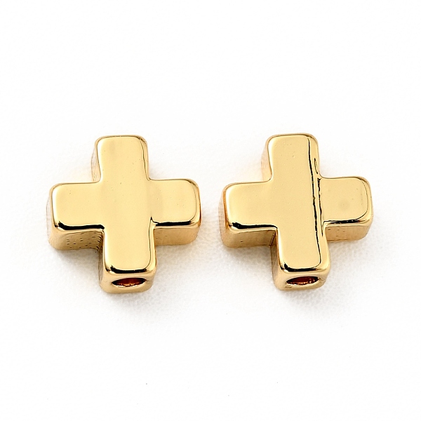 

PandaHall Brass Beads, Cadmium Free & Lead Free, Cross, Real 18K Gold Plated, 6x6x2.5mm, Hole: 1.2mm Brass Cross