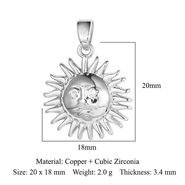 

PandaHall Brass Micro Pave Clear Cubic Zirconia Pendants, Sun Charms, Platinum, 20x18x3.4mm Brass+Cubic Zirconia Sun Clear