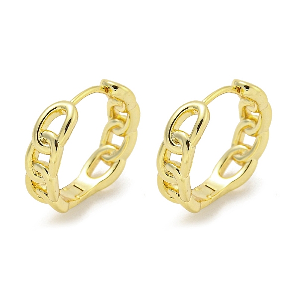 

PandaHall Chain-Shaped Brass Hoop Earrings, Real 18K Gold Plated, 17x5mm Brass Others