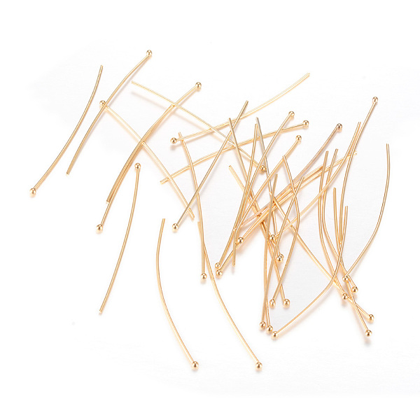 

PandaHall Brass Ball Head Pins, Light Gold, 40x0.5mm, 24 Gauge, Head: 2mm Brass