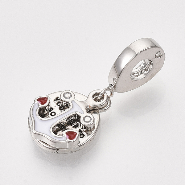 

PandaHall Brass European Dangle Charms, Large Hole Pendants, with Enamel, Flat Round with Anchor & Word, Real Platinum Plated, 27mm, Hole..., White