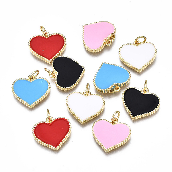 

PandaHall Brass Enamel Pendants, with Jump Ring, Nickel Free, Heart, Real 16K Gold Plated, Mixed Color, 16x16.5x2mm, Jump Ring: 5x0.8mm..., Multicolor