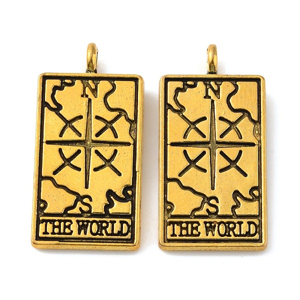 

PandaHall Tibetan Style Alloy Pendants, Rectangle with Tarot Pattern, Others, 26x13x2mm, Hole: 2mm Alloy Others
