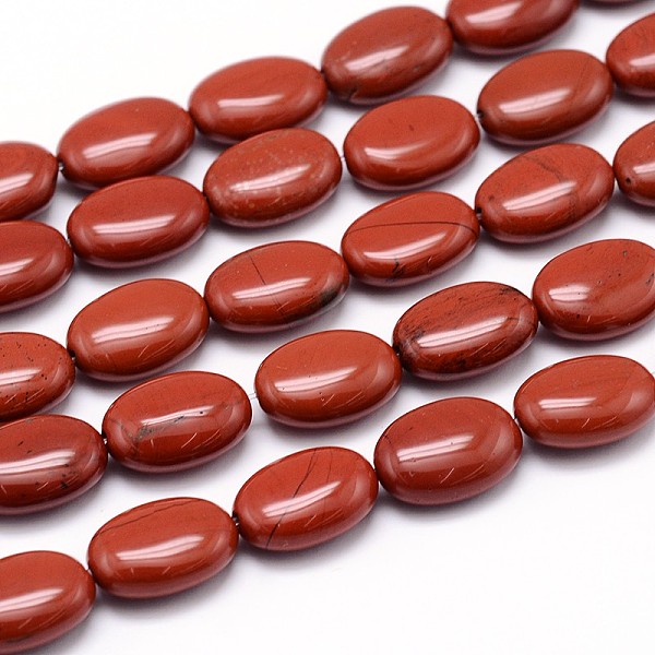 

PandaHall Natural Red Jasper Flat Oval Bead Strands, 14x10x6mm, Hole: 1mm, about 29pcs/strand, 15.7 inch Red Jasper Oval