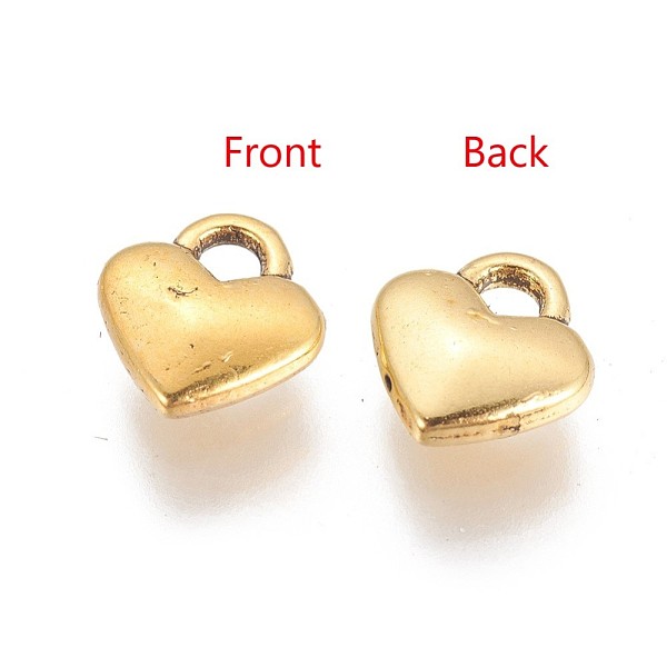 

PandaHall Tibetan Style Alloy Pendants, Heart, Cadmium Free & Lead Free, Antique Golden, 8x7x2.5mm, Hole: 2mm Alloy Heart