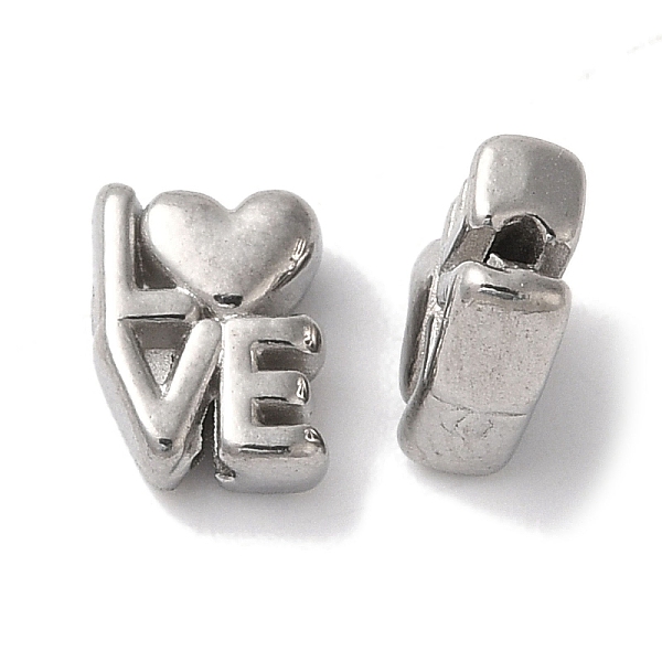 

PandaHall 304 Stainless Steel Beads, Word LOVE, Stainless Steel Color, 8x6x3.5mm, Hole: 1mm 304 Stainless Steel Word