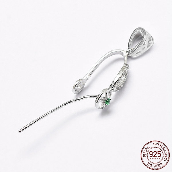 

PandaHall Rhodium Plated 925 Sterling Silver Micro Pave Cubic Zirconia Pendant Bails, Ice Pick & Pinch Bails, Platinum, 16.5x4.5x21mm, Hole...