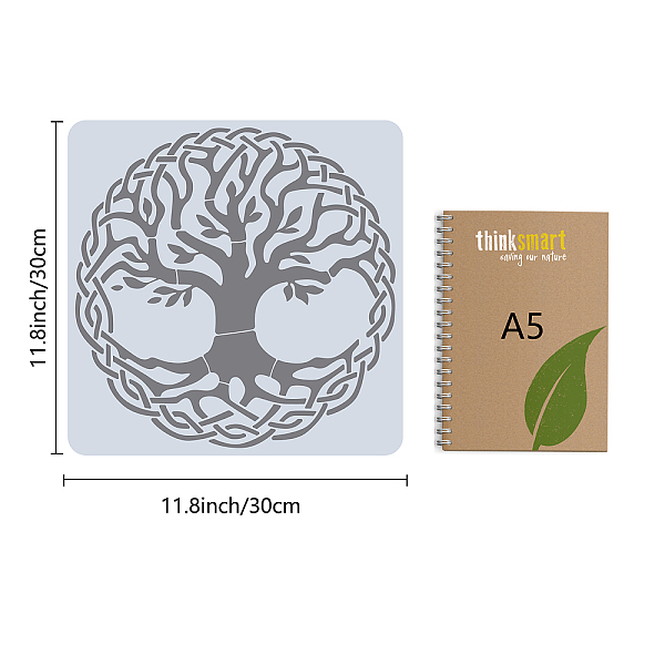 

PandaHall GORGECRAFT 12"X12"Tree of Life Templates Round Celtic Pattern Stencil Plastic Drawing Painting Stencil Celtic Pattern Design..., White