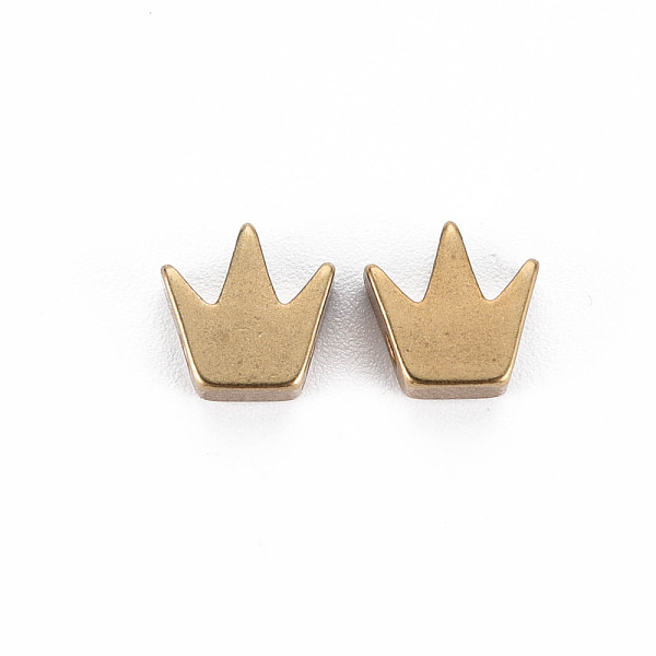 

PandaHall Brass Beads, Crown, Raw(Unplated), 8x8x2.5mm, Hole: 1.2mm Brass Crown
