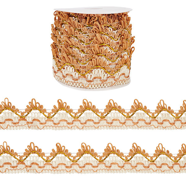 

PandaHall BENECREAT Wavy Edge Polyester Curtain Lace Trim, Tassel Fringe Lace Ribbon, with Plastic Spool, Sienna, 1-5/8 inch(42mm), about..., Brown