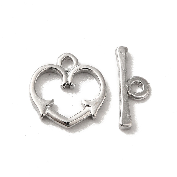 

PandaHall 304 Stainless Steel Toggle Clasps, Heart, Stainless Steel Color, Heart: 14x14x2mm, Hole: 1.8mm, Bar: 15.5x6x2mm, Hole: 2mm 304...