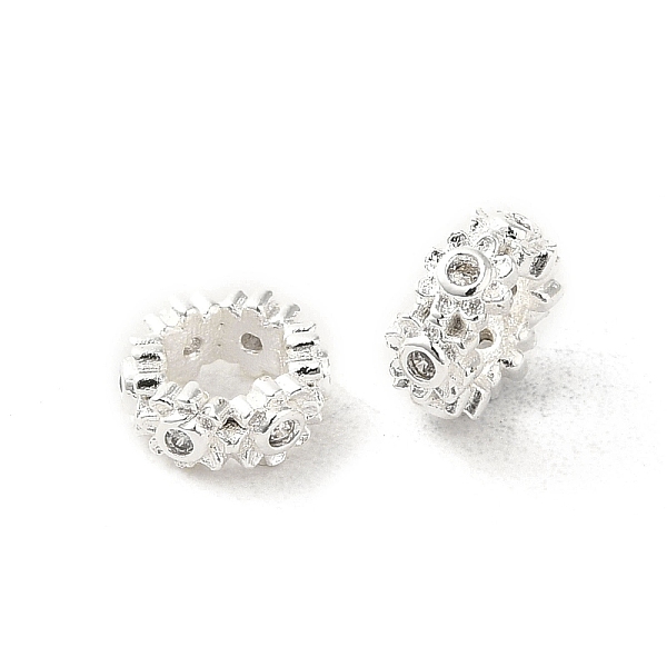 

PandaHall Rack Plating Brass Beads, with Cubic Zirconia, Long-Lasting Plated, Lead Free & Cadmium Free, Rings with Flower, Clear, 6x3mm...