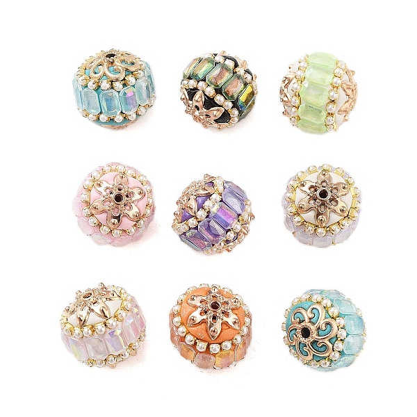 

PandaHall Handmade Indonesia Beads, with Alloy, Resin and ABS Plastic, Round, Mixed Color, 17.5x16.5mm, Hole: 1.3mm Polymer Clay Round..., Multicolor