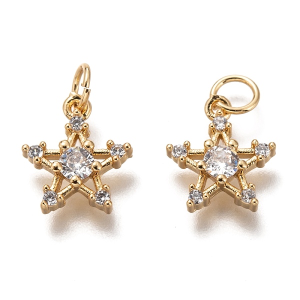 

PandaHall Brass Micro Pave Clear Cubic Zirconia Charms, Cadmium Free & Lead Free, Long-Lasting Plated, Star, Golden, 12.5x11x3mm, Hole: 3mm...