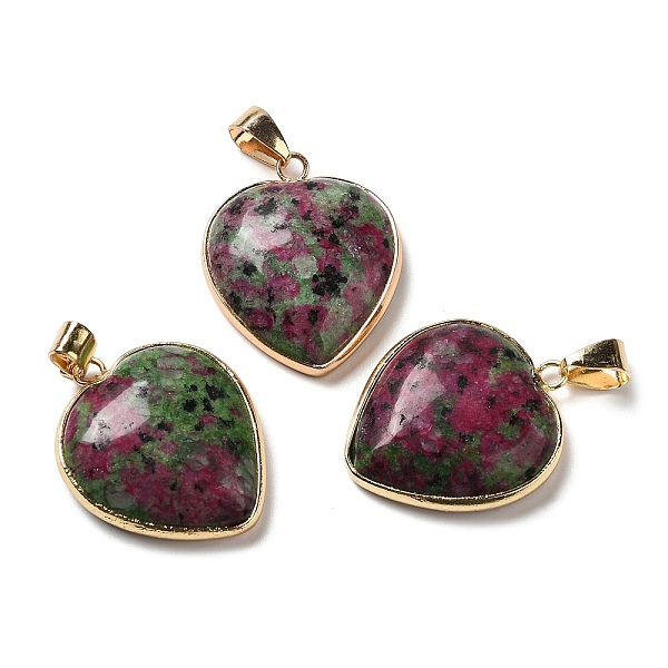 

PandaHall Natural Ruby in Zoisite Pendants, Heart Charms, with Golden Tone Iron and Brass Findings, 29x24~24.5x6~6.5mm, Hole...