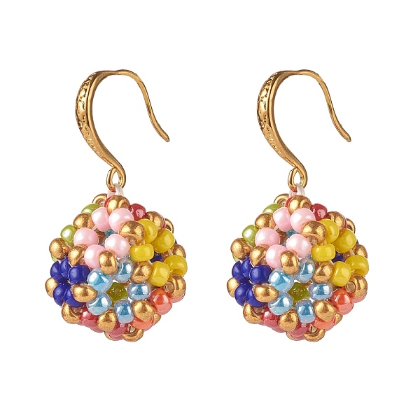 

PandaHall MIYUKI Round Rocailles Beads, Japanese Seed Beads Dangle Earrings, Opaque Colours Luster, Brass Earring Hooks, Colorful, 33mm, Pin...