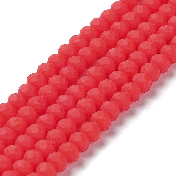 

PandaHall Glass Beads Strands, Faceted, Frosted, Rondelle, Red, 3.5mm, Hole: 1mm, about 113~115pcs/strand, 32~33cm Glass Rondelle Red