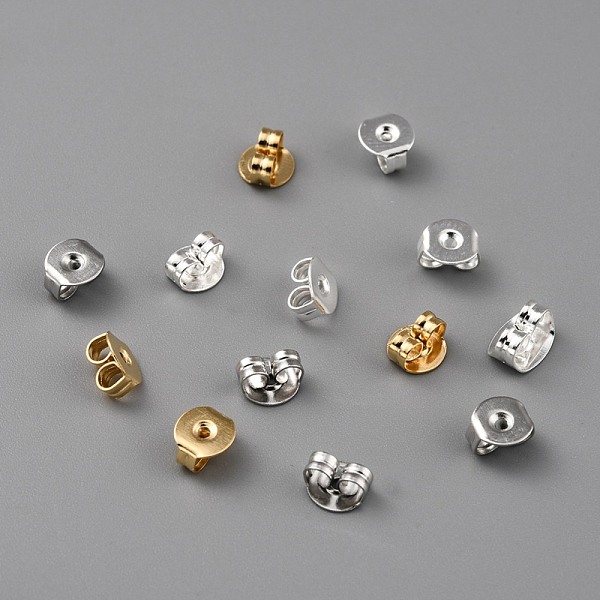 

PandaHall Brass Friction Ear Nuts, Ear Locking Earring Backs for Post Stud Earrings, Mixed Color, 5x5x3mm,Hole:1mm Brass