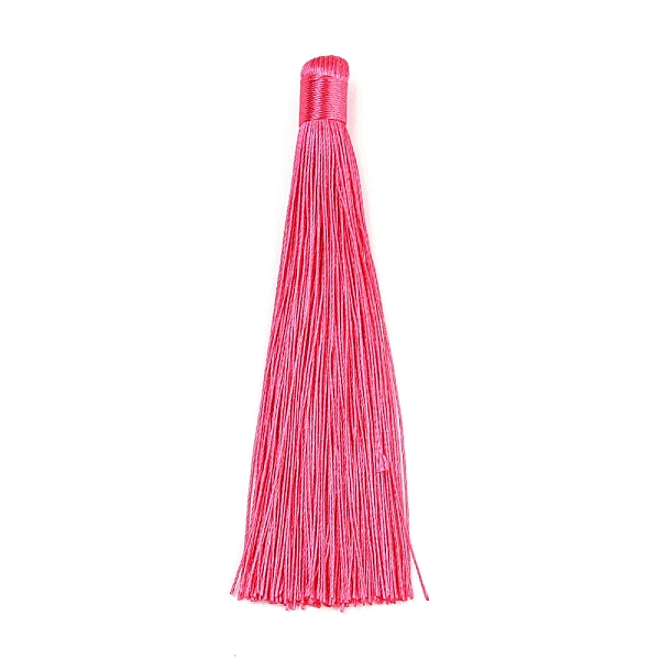 

PandaHall Nylon Tassels Big Pendant Decorations, Pale Violet Red, 120x10mm, Hole: 5mm Nylon Pink