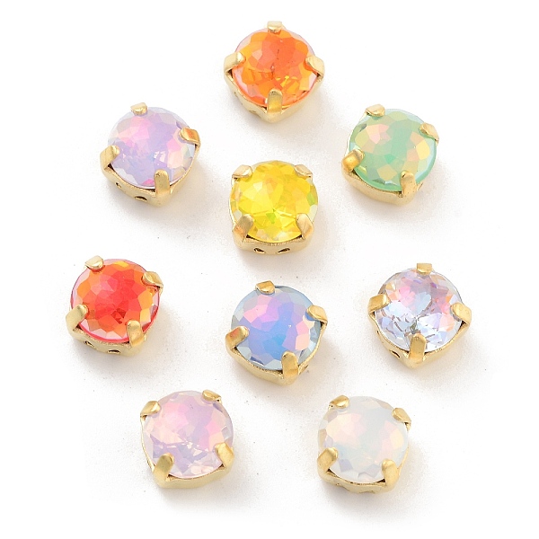 

PandaHall Flat Round Opal Sew On Rhinestones, Multi-Strand Links, K9 Glass Rhinestone with Brass Prong Settings, Mixed Color, Golden, 8x7mm..., Multicolor