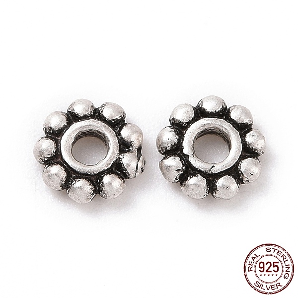 

PandaHall 925 Sterling Silver Bead Caps, Multi-petal, Antique Silver, 5x1mm, Hole: 1.5mm, about 60Pcs/10g Sterling Silver