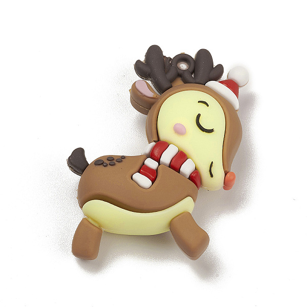 

PandaHall PVC Plastic Christmas Style Big Pendants, Deer, 55x41x17mm, Hole: 3mm PVC Deer Brown