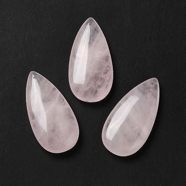 

PandaHall Natural Rose Quartz Pendants, Teardrop Charm, 39~39.5x19~19.5x6.5~7mm, Hole: 1.2mm Rose Quartz Teardrop