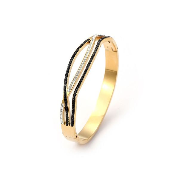 

PandaHall Fashionable Stainless Steel Pave Rhinestone Hinged Bangles for Women Stainless Steel