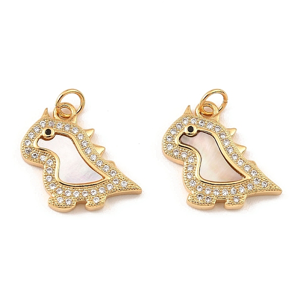 

PandaHall Brass Cubic Zirconia with Shell Pendants, Long-Lasting Plated, Lead Free & Cadmium Free, Dinosaur, Real 18K Gold Plated..., Clear