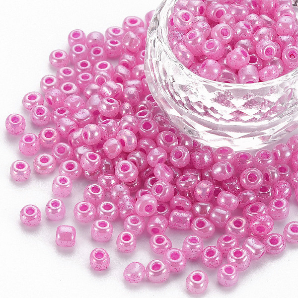 

PandaHall Glass Seed Beads, Ceylon, Round, Violet, 4mm, Hole: 1.5mm, about 4500pcs/pound Glass Purple
