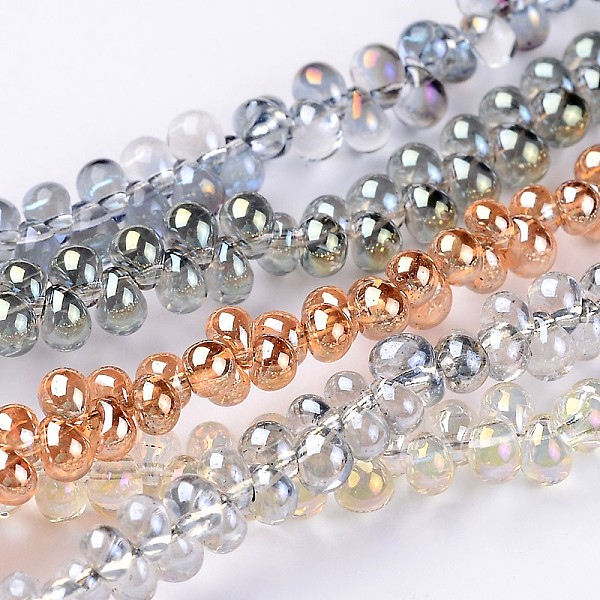 

PandaHall Teardrop Electroplate Glass Beads Strands, Top Drilled Beads, Mixed Color, 3x3mm, Hole: 0.5mm, about 291pcs/strand, 17.7 inch..., Multicolor