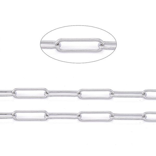 

PandaHall 304 Stainless Steel Paperclip Chains, Drawn Elongated Cable Chains, Unwelded, with Spool, Stainless Steel Color,14x4x1mm, about...