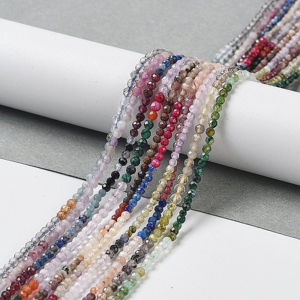 

PandaHall Natural Mixed Gemstone Beads Strands, Round Beads, Faceted, 2~2.5x2~2.5mm, Hole: 0.5mm, about 190~196pcs/strand, 15.35''~15.75''...