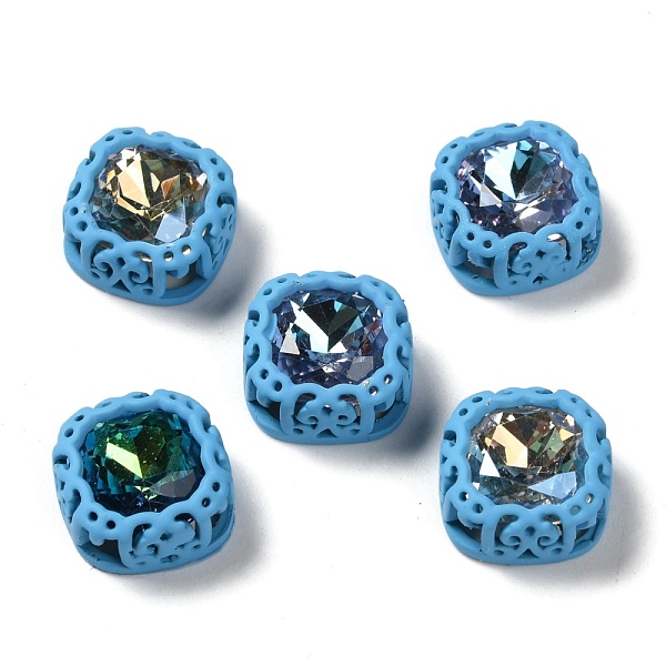 

PandaHall Sew on Rhinestone, Glass Rhinestone, with Brass Findings, Garments Accessories, Squre, Mixed Color, Deep Sky Blue, 12.5x12.5x6.3mm..., Multicolor