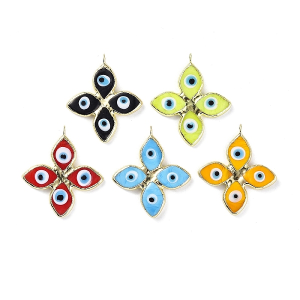 

PandaHall Handmade Lampwork Big Pendants, with Eco-friendly Ligh Gold Brass Findings, Long-Lasting Plated, Cadmium Free & Lead Free, 4-Petal..., Multicolor