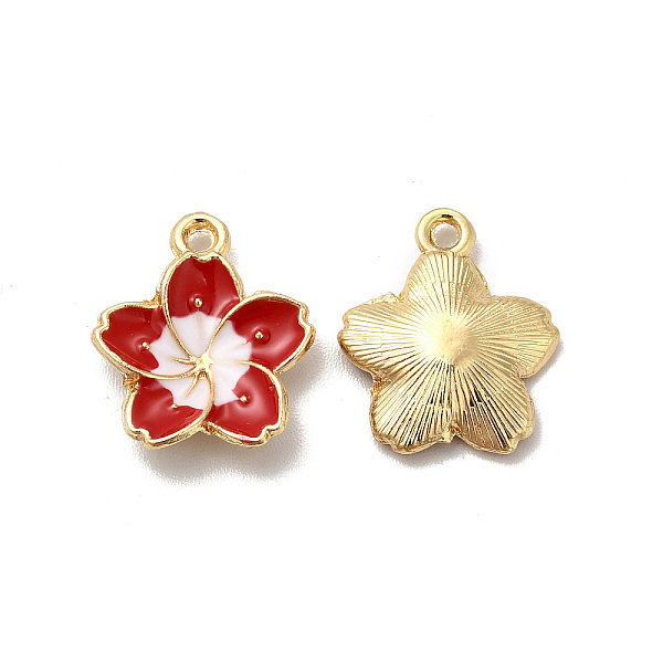 

PandaHall Alloy Enamel Pandants, Lead Free & Cadmium Free, Light Gold, Flower Charm, Dark Red, 16x13.5x3mm, Hole: 1.4mm Alloy+Enamel Flower