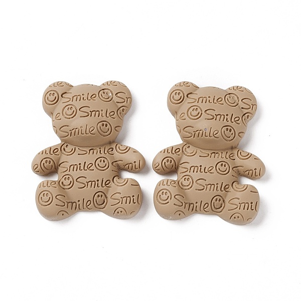 

PandaHall Opaque Resin Cabochons, Bear with Smiling Face Pattern, Tan, 38x31x10mm Resin Bear Orange
