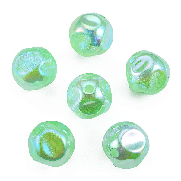 

PandaHall Electroplate Rainbow Iridescent Plating Acrylic Beads, Glitter Beads, Nuggets, Light Green, 16x15.5mm, Hole: 2.2mm Acrylic Nuggets