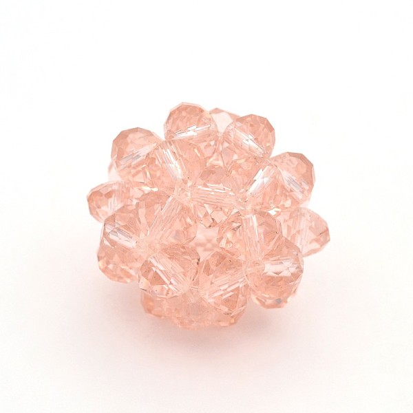 

PandaHall Transparent Glass Crystal Round Woven Beads, Cluster Beads, Dark Salmon, 14mm, Beads: 4mm Glass Round Red