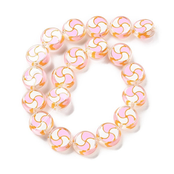 

PandaHall Glass Beads Strands, with Enamel, Flat Round, Pink, 17x7mm, Hole: 1.5mm, about 19pcs/strand, 12.60 inch(32cm) Glass Flat Round...