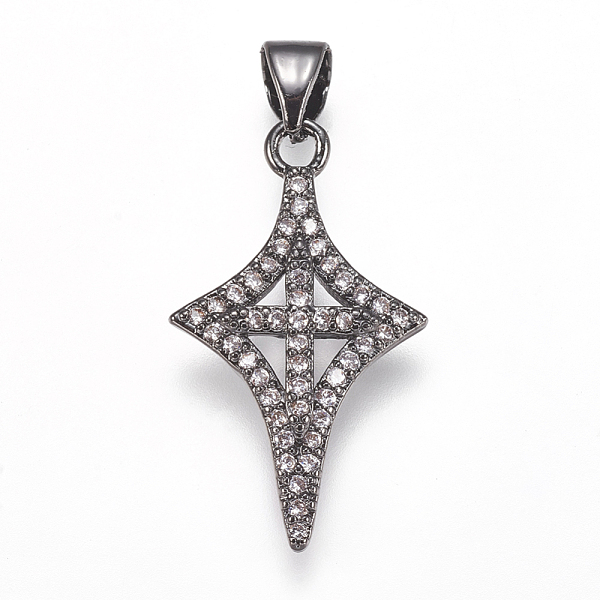 

PandaHall Brass Micro Pave Cubic Zirconia Pendants, Rhombus with Cross, Clear, Gunmetal, 24x14x2mm, Hole: 3.5x4mm Brass+Cubic Zirconia...