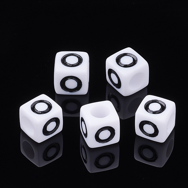 

PandaHall Acrylic Horizontal Hole Letter Beads, Cube, White, Letter O, Size: about 7mm wide, 7mm long, 7mm high, hole: 3.5mm, about...