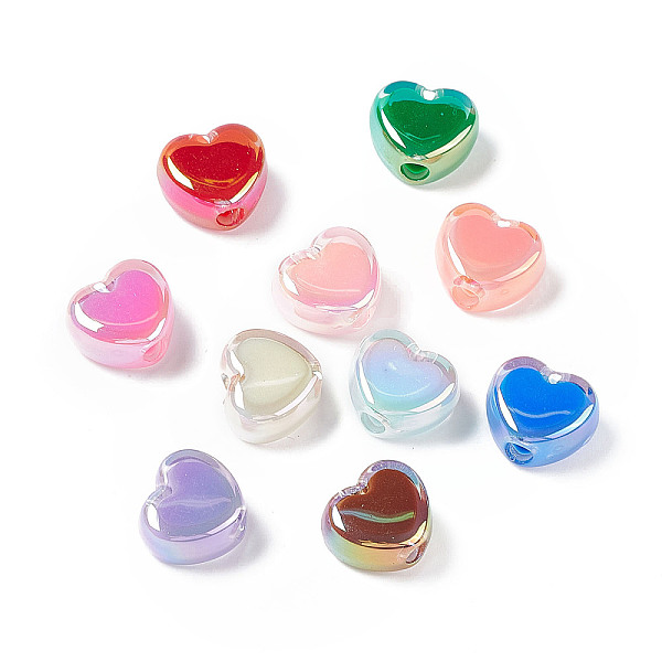 

PandaHall UV Plating Rainbow Iridescent Acrylic Beads, Two Tone, Heart, Mixed Color, 13x15x8mm, Hole: 3.6mm Acrylic Heart Multicolor
