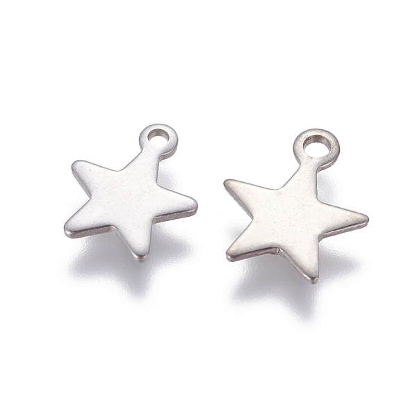 

PandaHall 304 Stainless Steel Charms, Star, Stainless Steel Color, 11.5x9.5x1mm, Hole: 1.4mm 304 Stainless Steel Star